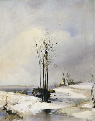 早春。解冻 Early Spring. Thaw (1885)，阿列克谢·孔德拉季耶维奇·萨伏拉索夫