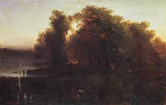 傍晚景观 Evening Landscape (1861)，阿列克谢·孔德拉季耶维奇·萨伏拉索夫