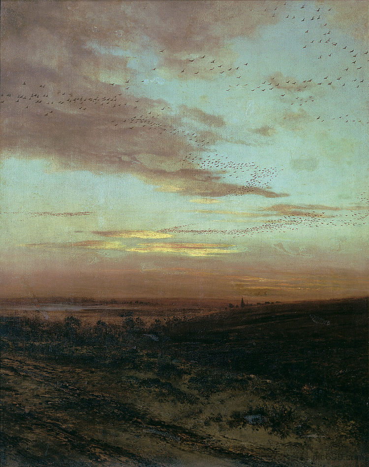 鸟类的傍晚迁徙 Evening Migration of birds (1874)，阿列克谢·孔德拉季耶维奇·萨伏拉索夫