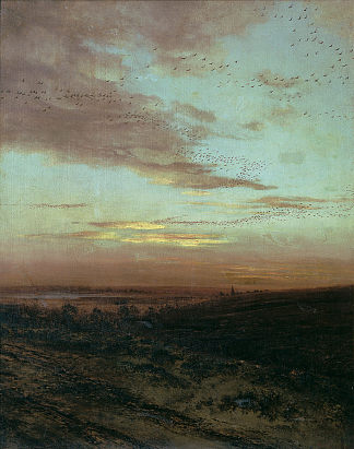 鸟类的傍晚迁徙 Evening Migration of birds (1874)，阿列克谢·孔德拉季耶维奇·萨伏拉索夫