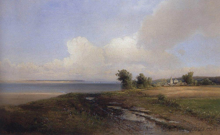 景观。伏尔加河岸 Landscape. Bank of the Volga (1874),阿列克谢·孔德拉季耶维奇·萨伏拉索夫