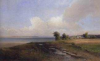 景观。伏尔加河岸 Landscape. Bank of the Volga (1874)，阿列克谢·孔德拉季耶维奇·萨伏拉索夫