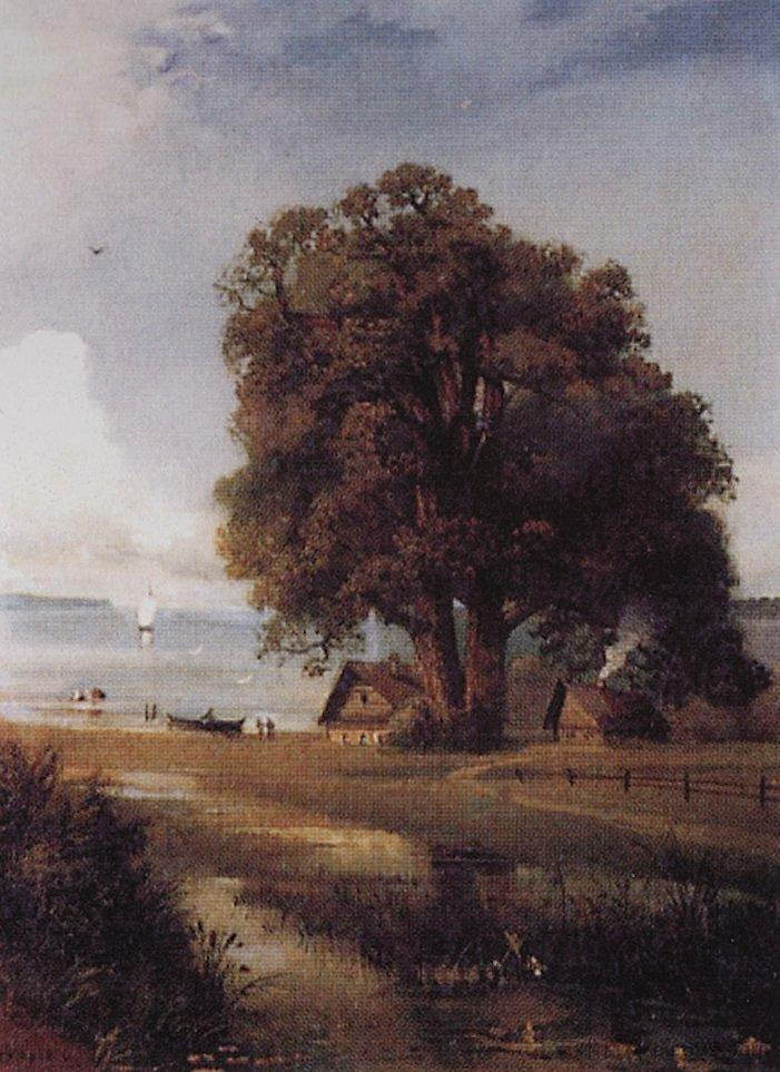 湖边有农场的景观 Landscape with a farm near Lake (1880 - c.1890),阿列克谢·孔德拉季耶维奇·萨伏拉索夫