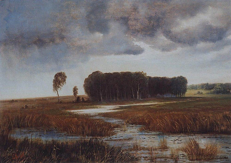 有沼泽和树木繁茂的岛屿的景观 Landscape with marsh and wooded islands (c.1860 - c.1870),阿列克谢·孔德拉季耶维奇·萨伏拉索夫