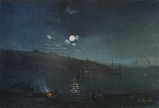 月夜。有火的景观 Moonlit night. Landscape with fire (1880 – c.1890)，阿列克谢·孔德拉季耶维奇·萨伏拉索夫