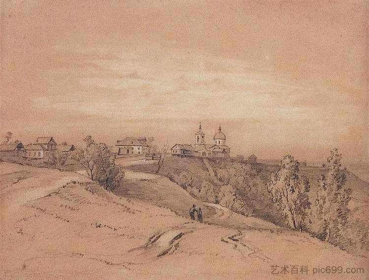 莫斯科附近的麻雀山 Sparrow Hills near Moscow (c.1840 - c.1850),阿列克谢·孔德拉季耶维奇·萨伏拉索夫