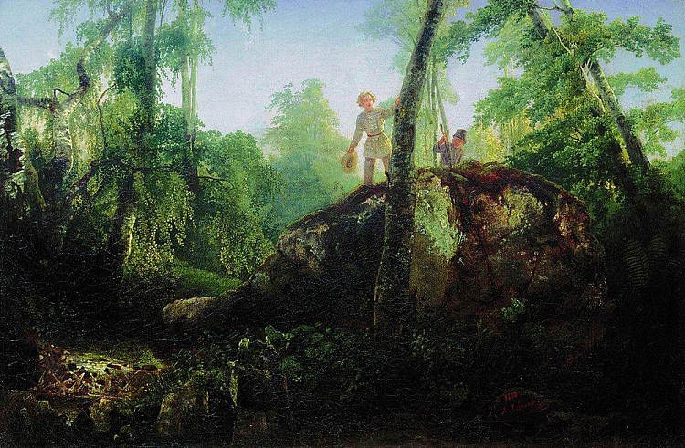 泄漏附近森林中的石头 Stone in the forest near the spill (1850)，阿列克谢·孔德拉季耶维奇·萨伏拉索夫