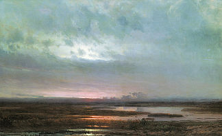 沼泽地上的日落 Sundown over a marsh (1871)，阿列克谢·孔德拉季耶维奇·萨伏拉索夫