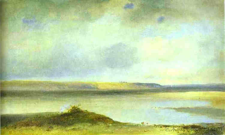 伏尔加河。前景 The Volga River. Vistas (c.1875),阿列克谢·孔德拉季耶维奇·萨伏拉索夫