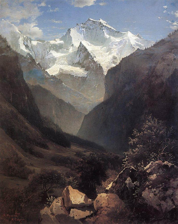 瑞士阿尔卑斯山（小鲁恩山）的景色 View of the Swiss Alps (Mount Small Ruhen) (1862)，阿列克谢·孔德拉季耶维奇·萨伏拉索夫