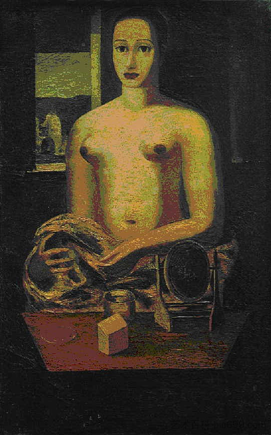 在镜子前 In front of the mirror (1928)，亚历山大·巴宗贝克·梅利基恩