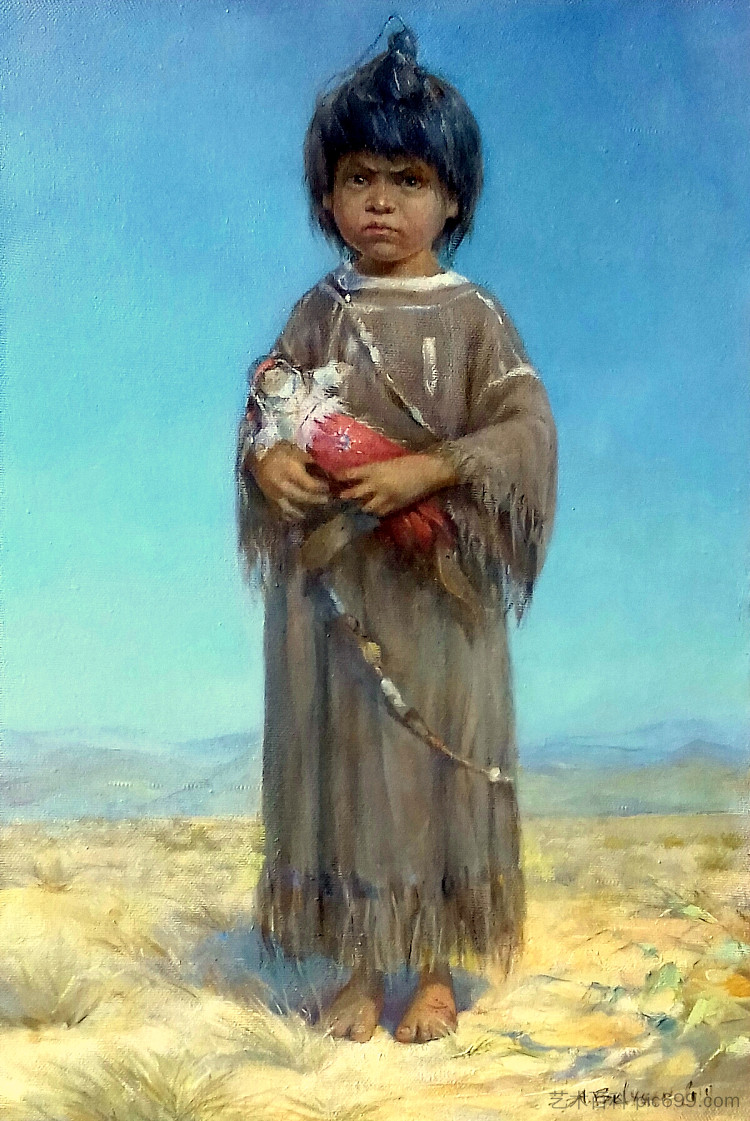 印度女孩与洋娃娃 Indian Girl With A Doll (2019 - 2020)，亚历山大·别利亚耶夫