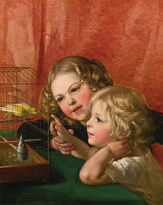 玩鸟笼 Playing with the bird cage (1842)，亚历山大·克拉罗