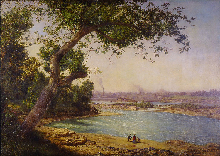 俄亥俄瀑布，路易斯维尔 Falls of the Ohio, Louisville (1863)，亚历山大·海威格·怀恩特