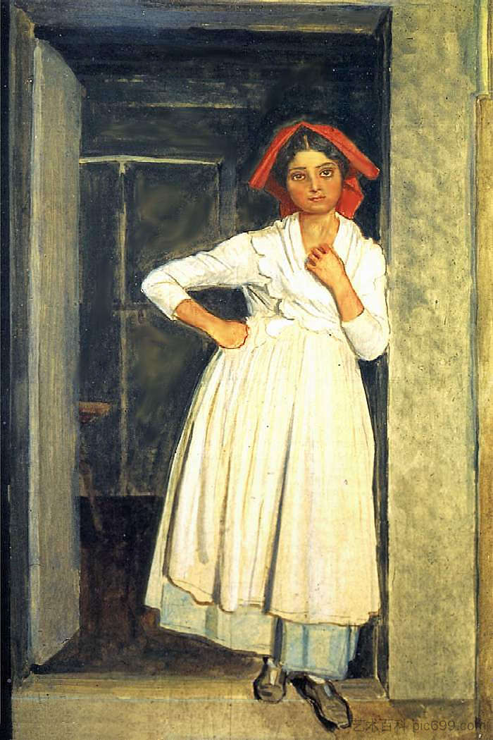 一个来自阿尔巴诺的女孩站在门口 A girl from Albano standing in the doorway，亚历山大·伊万诺夫