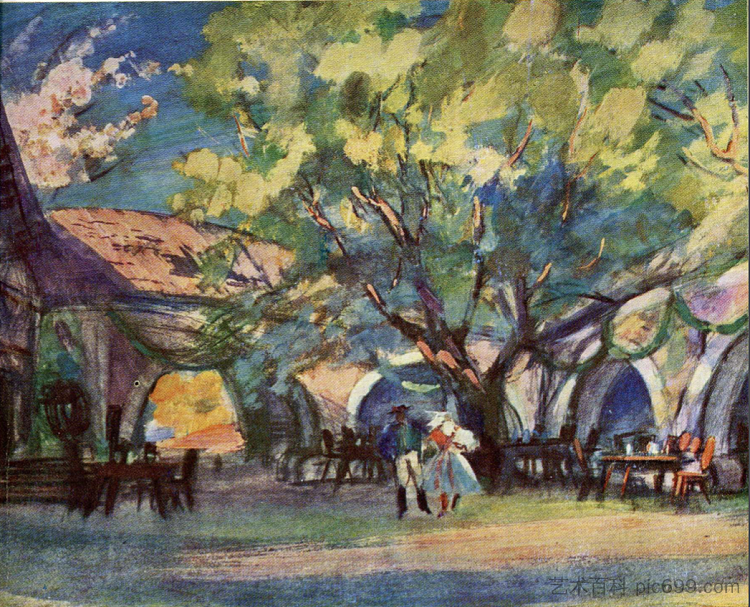 斯美塔那歌剧《卖的新娘》的布景装饰 Set Decoration for Opera 'Sold Bride' by Smetana (1937)，亚历山大·赫沃斯坦科·赫沃斯托夫