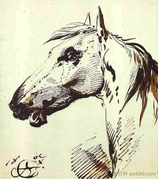 马头 Head of a Horse (1807)，亚力山大奥洛夫斯基