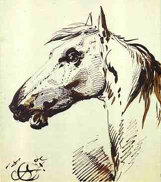 马头 Head of a Horse (1807)，亚力山大奥洛夫斯基