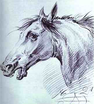 马头 Head of a Horse (1821)，亚力山大奥洛夫斯基