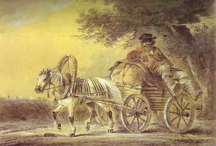 推车里的农民 Peasant in a Cart (1812)，亚力山大奥洛夫斯基