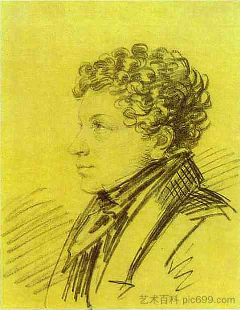 列夫·普希金肖像 Portrait of Leo Pushkin (c.1822)，亚力山大奥洛夫斯基