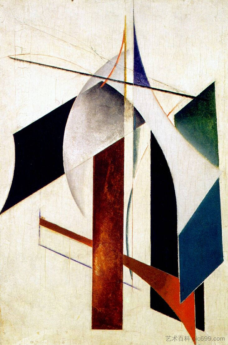 非客观构成 Non-objective composition (1917; Moscow,Russian Federation ),亚历山大·罗德钦科