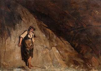 岩石附近的受惊女孩 Scared girl near a rock，亚历山大·安提尼亚