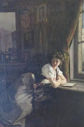 窗前的年轻女子 Young woman at her window，亚历山大·安提尼亚