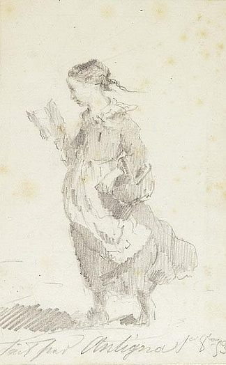女孩大步走出去看书 Girl striding out reading a book (1853)，亚历山大·安提尼亚