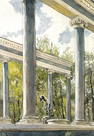 彼得夏宫。狮子瀑布和柱廊 Peterhof Palace. Lion cascade and colonnade (1900)，亚历山大·班耐瓦