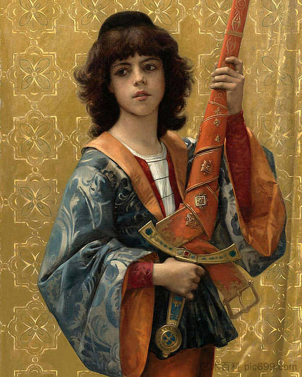 穿着佛罗伦萨服装的年轻佩奇 Young Page in Florentine Garb (1881)，亚历山大·卡巴内尔