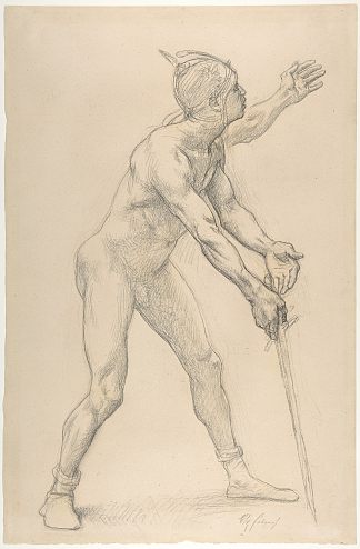 裸体男性形象与剑 Nude Male Figure with a Sword (1878)，亚历山大·卡巴内尔