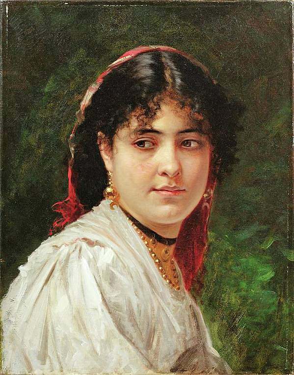 一位年轻意大利女子的肖像，也被称为波希米亚人 Portrait of a young Italian woman, also said of a Bohemian (1875)，亚历山大·卡巴内尔