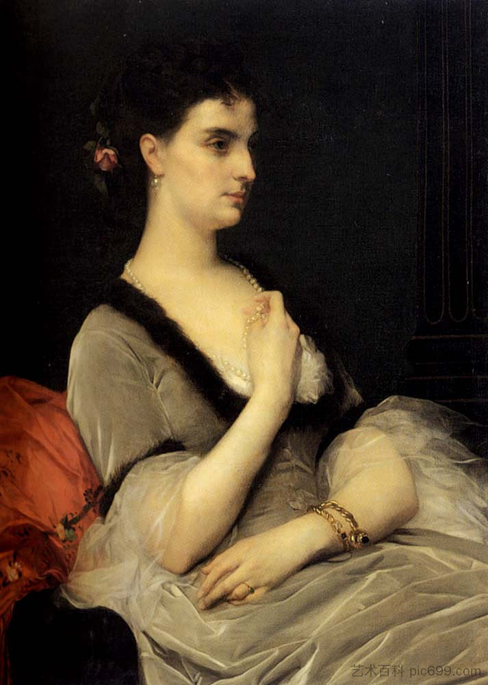 E.A.沃龙托娃-达什科娃伯爵夫人的肖像 Portrait of Countess E.A. Vorontova-Dashkova (1873)，亚历山大·卡巴内尔