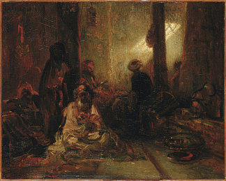 土耳其咖啡馆内部 Interior of a Turkish Cafe (1833)，亚历山大-加布里埃尔·迪坎普斯