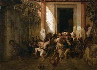 土耳其男孩辍学 Turkish Boys Let out of School (c.1841)，亚历山大-加布里埃尔·迪坎普斯