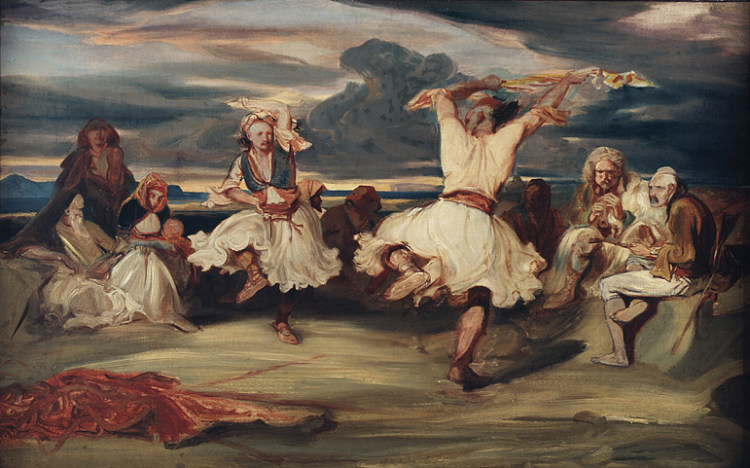 阿尔巴尼亚舞者 Albanian Dancers (c.1835)，亚历山大-加布里埃尔·迪坎普斯