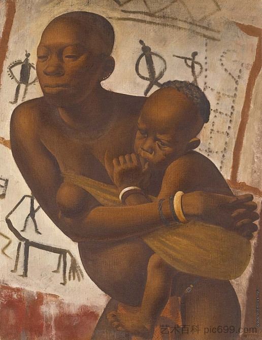 班达女人与一个孩子 Banda Woman with a Child (1926)，亚历山大雅各布夫列夫