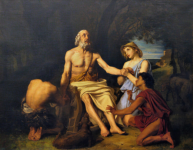 荷马在斯基罗斯岛 Homère Dans L'île De Scyros (1864),亚历山大-路易·勒洛瓦