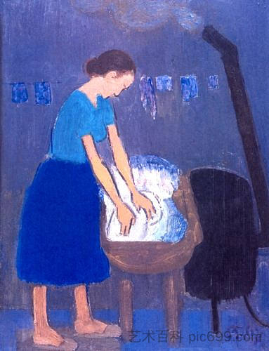 女人洗衣服 Woman Washing，亚历山大鲁