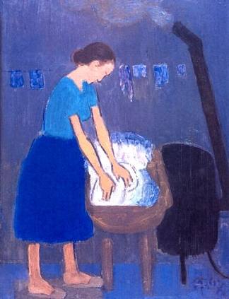 女人洗衣服 Woman Washing，亚历山大鲁