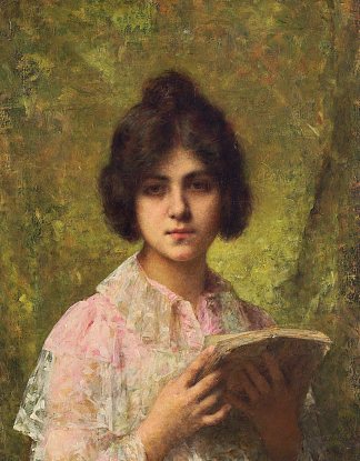 一个年轻女子拿着一本书 A young woman holding a book，阿列克谢·哈拉莫夫