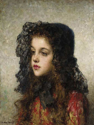 戴面纱的小女孩 Little Girl with Veil (1904)，阿列克谢·哈拉莫夫