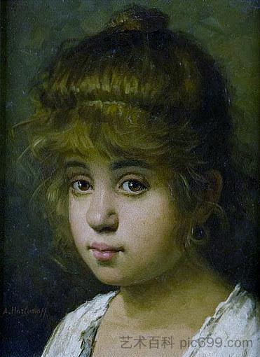 一个年轻女孩的肖像 Portrait of a Young Girl，阿列克谢·哈拉莫夫