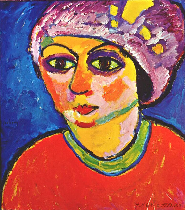 紫色头巾 Der violette Turban (1911)，阿历克谢·冯·亚夫伦斯基