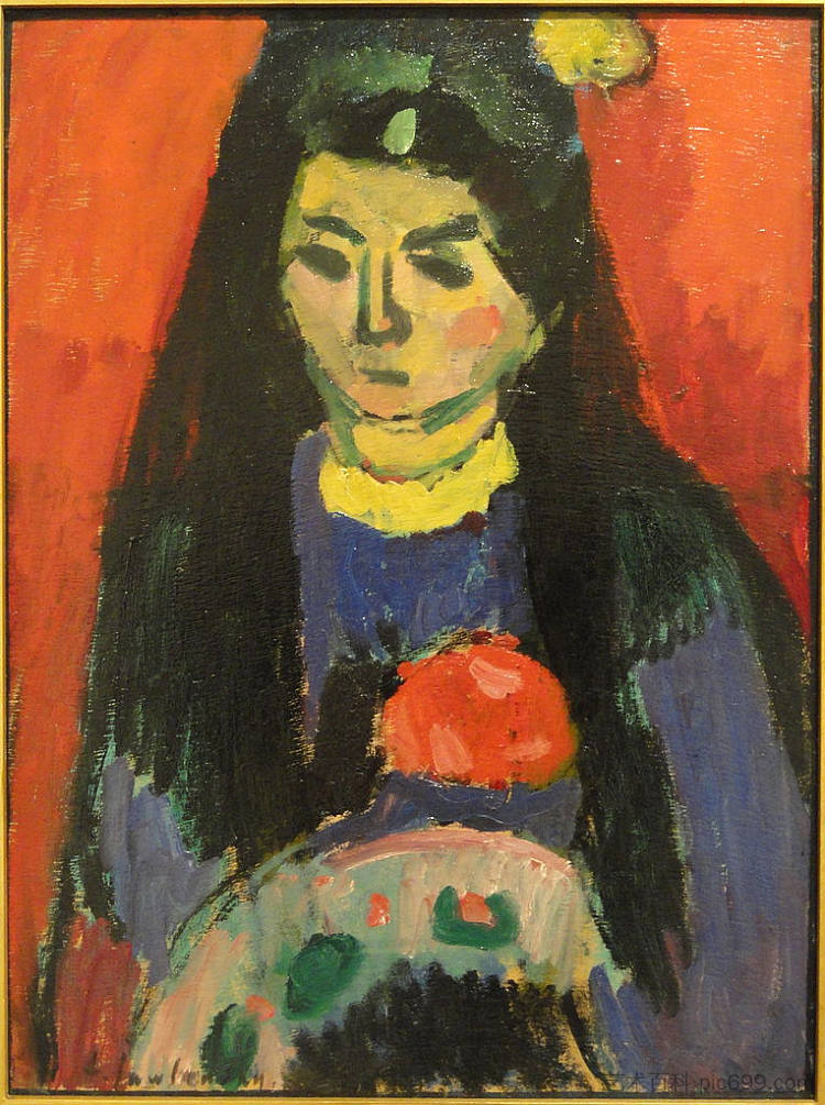 红花 Red Blossom (1910)，阿历克谢·冯·亚夫伦斯基