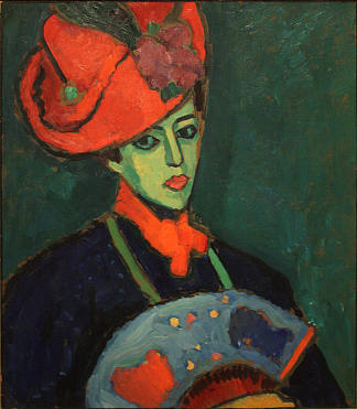 肖科与红帽 Schokko with Red Hat (1909)，阿历克谢·冯·亚夫伦斯基
