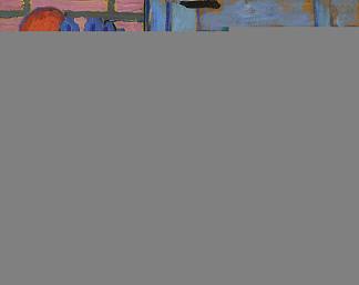 静物与花和橙子 Still-life with flowers and oranges (1909)，阿历克谢·冯·亚夫伦斯基