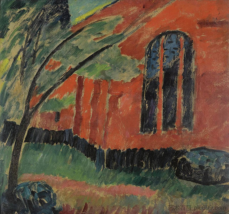普雷罗的教堂 The church in Prerow (1911)，阿历克谢·冯·亚夫伦斯基