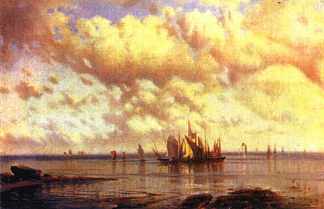 海湾中的帆船 Sailboats in the bay (1860)，阿列克谢·博古洛波夫